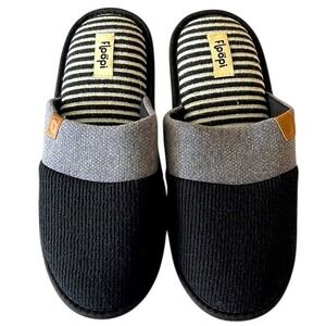 Floopi Black and Gray Slippers‎ X-Large 11-12 NWT